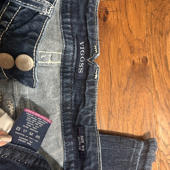 Vigoss Women's Dark Blue raw hem Jeans with double bottom 9/10 - Picture 4 of 4